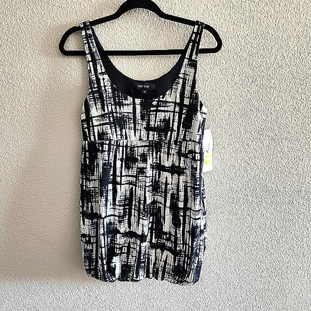 Karen Kane Womens Black & White Bubble Bottom Sleeveless Top NWT Medium
